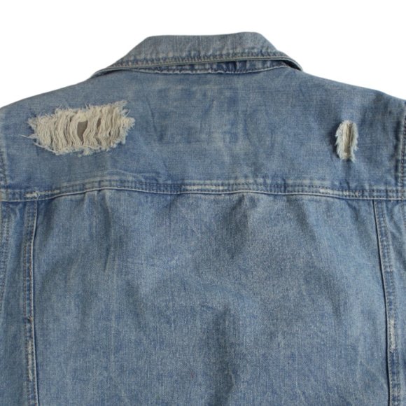 Jordan Craig Legacy Edition Distressed Biker Moto Blue Wash Denim Vest - Picture 8 of 8
